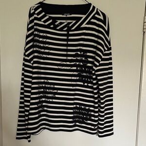 Cato Black and White Striped Sweater new Olsen Europe size 44/14 New